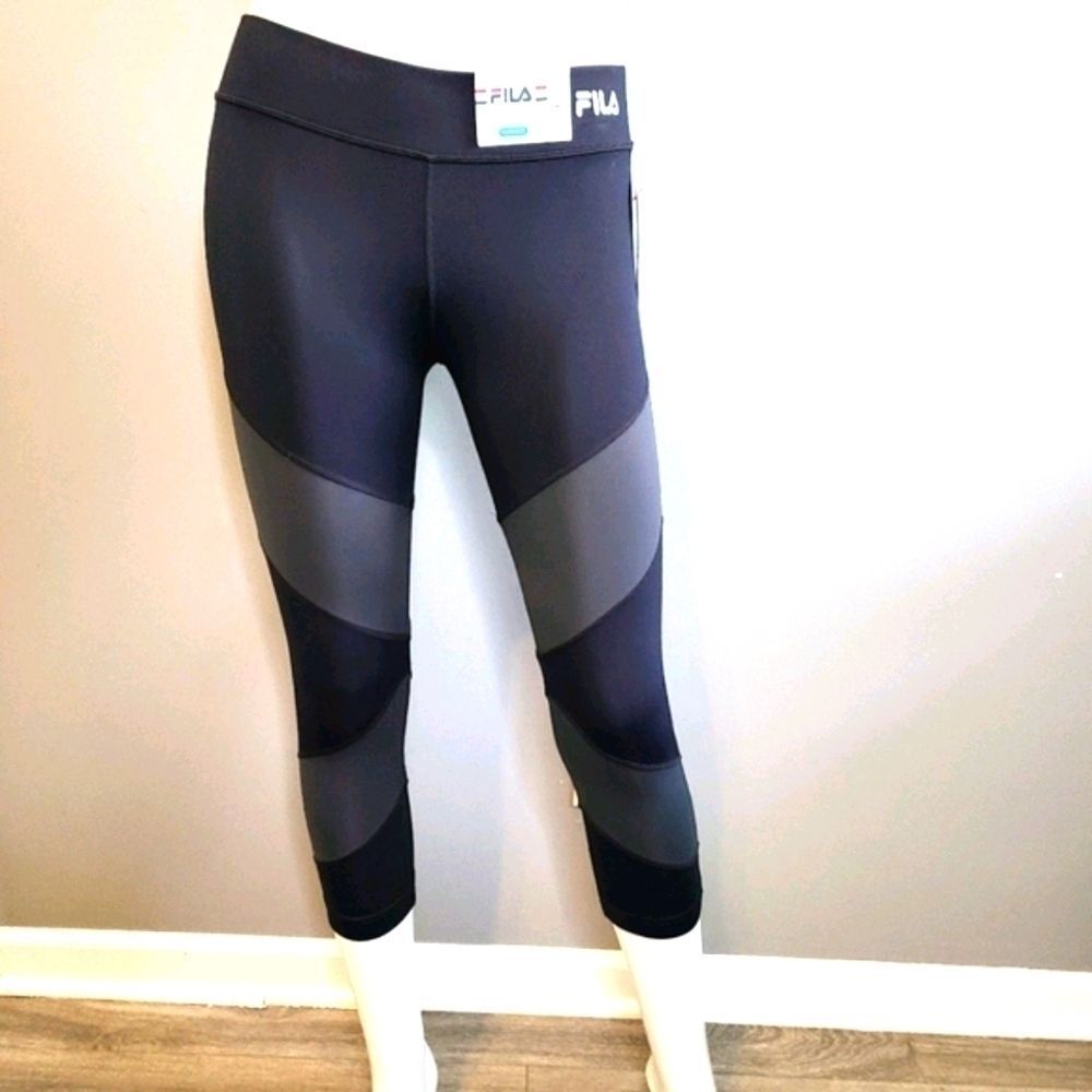 FILA Athletic Leggings Womens Size XS NEW TAGS Black Gray Colorblock - Picture 7 of 13
